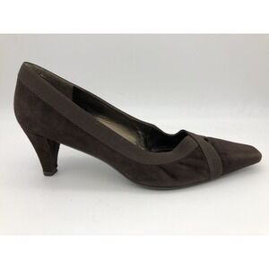 Stuart‎ Weitzman Women's Size 7.5 M Brown Suede Kitten Heels Cross Straps Spain